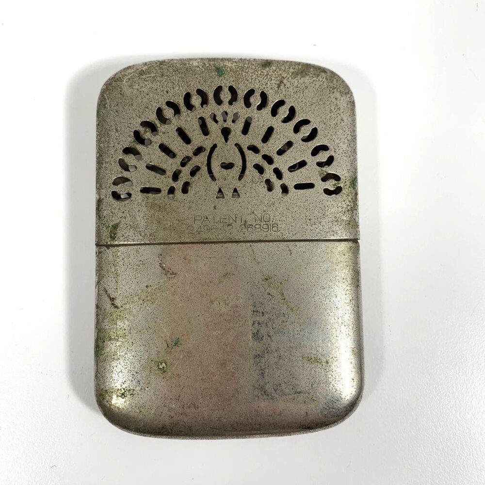 Japanese Peacock Metal Hand Warmer, Ventilated Cover + Insert Vintage